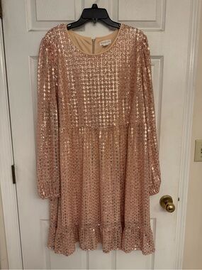 Chic Soul Rose Gold Sequin Long Sleeve Mini Dress